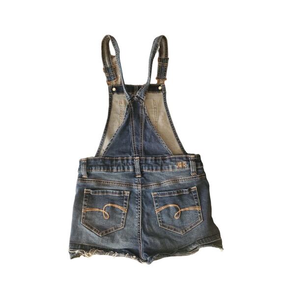 Girls Justice Size 12 Denim Jean Shortalls Overalls Distressed, Medium Wash, EUC - Picture 2 of 6
